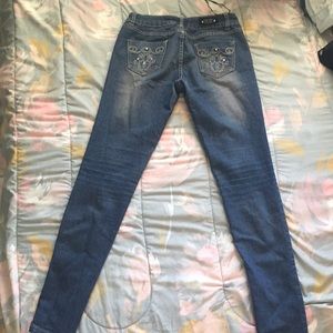 Blue denim skinny jeans